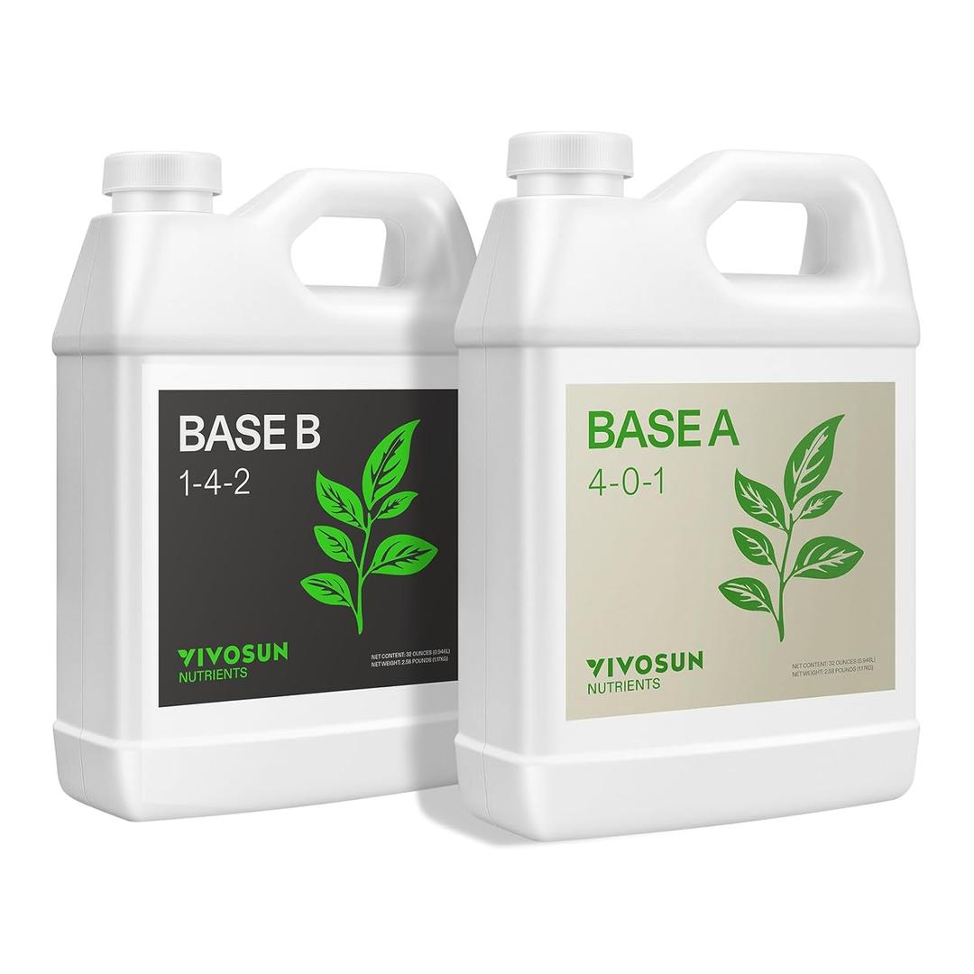 VIVOSUN Liquid Nutrients Base A & B Bundle, Grow Big Hydroponic Fertilizer, Supports Vegetative and Flowering Stages for Outdoor, Indoor Plants, Best Plant Food, Set of Quarts (32 Ounce)