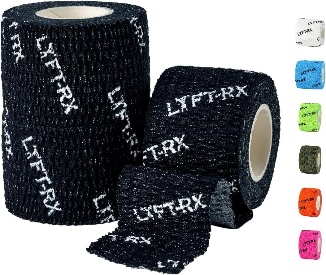 Weightlifting Hook Grip Tape w/Premium Adhesive for Olympic Weight Lift, Cross Fitness, Lifting, Stretch Athletic Finger Wrap, Protects Thumb Fingers Hand, Enhances Grip (3 ROLL, Black 1.5-inch)