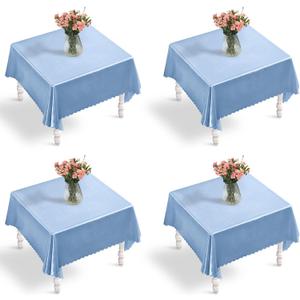 Entisn 4 Pack Baby Blue Satin Tablecloth 54 x 54 Inches Table Cloth, Square Silky Tablecloth Smooth Table Cover Decoration for Wedding Party Holiday Dinner