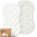 2-Pack Organic Bassinet Sheets for Boys, Girls - 100% Cotton Baby Bassinet Mattress Sheets Compatible with Halo Bassinest Swivel Sleeper, Hourglass 30"x18", Soft & Breathable (Elly)