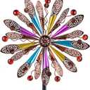DREAMYSOUL Wind Spinners Outdoor, Copper Metal Kinetic Wind Sculptures with Gemstones, Wind Spinner for Garden Yard Lawn Patio Decor