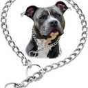 Chain Dog Collars for Medium Dogs, Heavy Duty Dog Necklace, for Training, Metal Slip Link Martingale Puppy Collar for XXS XS Small Large Big Dogs, Silver, M