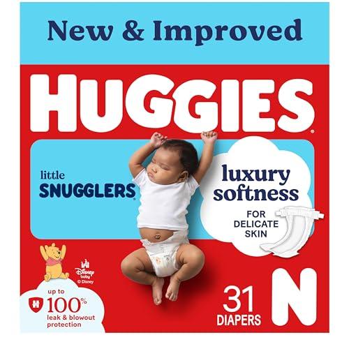 Huggies Size Newborn Diapers, Little Snugglers Baby Diapers, Size Newborn (up to 10 lbs), 31 Count, Set of 2