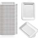 300 Pcs Small Paper Plates Bulk, 5.98 x 4.21 Inch Small Disposable Plates, White Square Paper Dessert Plate, Disposable Square Mini Dessert Plate, Sugarcane Bagasse Fiber for Wedding Party