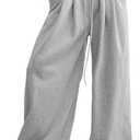 Aleumdr Womens Wide Leg Joggers 2025 Fall Trendy Baggy Pants Y2K Elastic Waist Jogger Sweatpants Track Pants Blue, Large