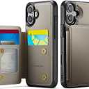 Vinich for iPhone 16 Plus Wallet Case with Card Holder, RFID Blocking Credit Slots Kickstand Shockproof Phone Cover Fit for iPhone 16 Plus 6.7" Gray