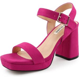 JOY IN LOVE Women's Chunky Platform High Heels Ankle Strap Block Heel Sandals, US 11