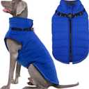 Kuoser Dog Coat, Dog Jackets for Large Dogs, Doggie Winter Coat for Cold Weather, Warm Snow Jacket Pet Apparel Clothes for Great Dane, Blue XXXL (XXXL (Chest Girth: 43.3''))