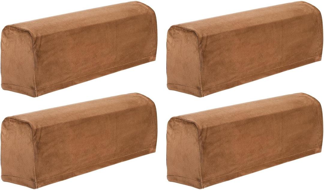 uxcell 4 Pcs Sofa Armrest Covers Stretch Couch Armrest Cover for Chairs Sofas Couch Arm, Scratch-Resistant Sofa Arm Cover, Camel