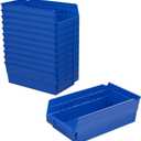 Akro-Mils 30130 Plastic Shelf Bins, Heavy Duty Storage Bins for Garage, Closet, and Drawer Organization, 12-Inch x 6-1/2-Inch x 4-Inch, Blue, 12-Pack