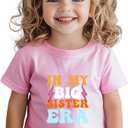 Big Sister Gifts for Girls Shirts Promoted to Big Sister Announcement Shirt Toddler Short Sleeve T-Shirt. 3-4T