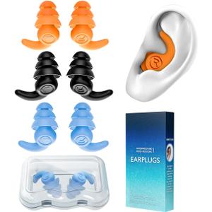 Waterproof Swimming Ear Plugs for Adults, 3 Pairs Reusable Silicone Swimmer Earplugs, Ear Protection for Showering Swimming Bathing Surfing and Other Water Sports