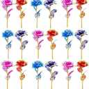 15 PCS Small Artificial Colorful Rose Flowers Galaxy Rose Crystal Flower Gifts for Wedding, Mother' s Day Memorable Days Birthday Valentine's Day, Color C