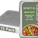 INFINITY EL 15 PACK FULL SIZE LIDS Disposable Aluminum Foil Lids | 21" x 13.5" Insulated Foil Pan Lids | Heavy Duty Aluminum Foil Lids for Catering, Food Storage, Turkey, Lasagna, Parties & Meal Prep