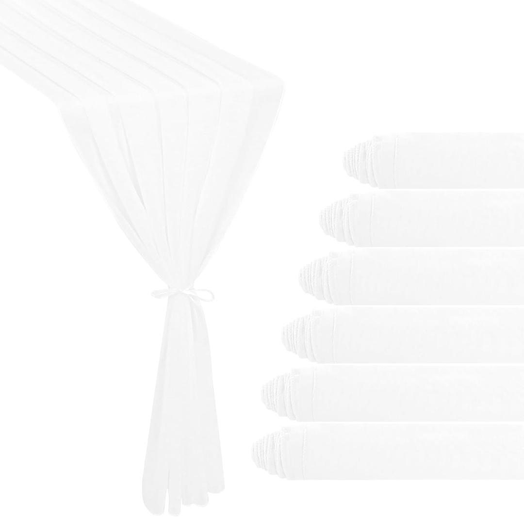 6 Pack 10Ft White Chiffon Table Runner 29x120 Inches Sheer Fabric Table Runner Romantic Wedding Runner for Thanksgiving Christmas Bridal Shower DecorationsWhite