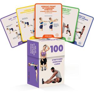 100 Stretching Exercise Flash Cards  Physical Therapy Stretches for Common Conditions (Plantar Fasciitis, Achilles Tendonitis, Sciatica, Back & Hip Pain)  Yoga, Pilates & Everyday Mobility
