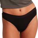 saalt Comfort Modal Thong Period Underwear - Light Absorbency - Keeps You Dry from All Leaks (Black, M)