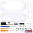eXtremeRate Replacement Full Set Housing Shell with Buttons for Steam Deck OLED, Custom DIY White Faceplate Back Plate Trackpad Case for Steam Deck OLED Console - Without Console