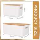 Suzile 6 Packs Plastic Storage Bins with Bamboo Lids Christmas Stackable Storage Containers for Xmas Decoration Ornaments Document Paper Organizing, with Labels and Marker(Multiple Size)