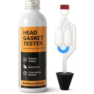6.76 fl. oz Head Gasket Tester Kit, 100+ Tests, Includes Rubber Stopper & Clear Tube, Quickly Detects Leaks for Most Engine Systems, Compatible with Cars, Trucks, SUVs