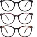 KoKoBin 3 Pack Reading Glasses for Women Cute Round +1.0 Blue Light Blocking with Spring Hinge