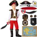Spooktacular Creations Halloween Pirate Costume Kids, Boys Pirate Costume Set for Toddler Halloween DressUp, Themed Party (Toddler(3-4 yrs), Red)