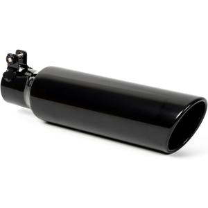 KHK 2" to 3" Exhaust Tip - 12" Long Diesel Exhaust Tips,2" Inlet 3" Outlet Stainless Steel Bolt-On Angle Cut Truck Tailtip, Universal Fit for Trucks & Cars -Glossy Black