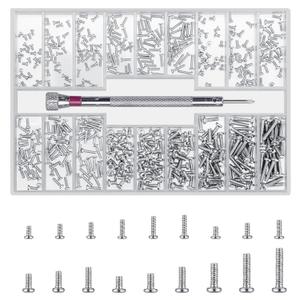 500 Pcs Laptop Screws, M1.2/M1.4/M2 Small Micro Tiny Screws for Electronics, Mini Computer Replacement Screw for Glasses Watch SSD M.2 Hard Drive Repair Screw (L) (Silver round head)