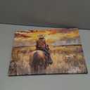 OCRXLYTH Western Cowgirl Riding Horse Canvas Wall Art Cowgirl Wall Decor Pictures Sunset Countryside Landscape Painting Print Vintage Artwork for Living room bedroom country decoration 12x16