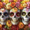 1000 Piece Puzzles for Adults Clearance, Artistic Skull Flower for Adults Puzzle, Mexican Day of The Dead (Dia de Los Muertos) for Gifts Birthday Party Games Family, 27.5" X 19.7" Dust Free