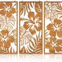 3 Pcs Tropical Wall Decor 3D Wooden Palm Leaf Wall Art Minimalist Monstera Sculptures Wood Hibiscus Flowers Hanging Decor Vintage Plant Plaque for Home Bathroom Office(Classic Style)