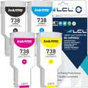 LCL 738 738XL Ink Cartridges 300ML 4-Pack Replacement for HP 738 Ink Compatible with HP DesignJet T850 T950 Wide Format Printer (BK/C/M/Y)