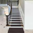 PURE ERA Carpet Stair Treads Ultra Plush 9.5" X 30"Soft Bullnose Indoor Stair Protectors Pet-Friendly Non-Slip Skid Resistant Tape Free Washable Reusable(14 Pieces, Dark Brown)
