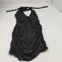 Women's Backless Halter Cowl Neck Dress Summer Party Ruched Bodycon Mini Dresses (L)