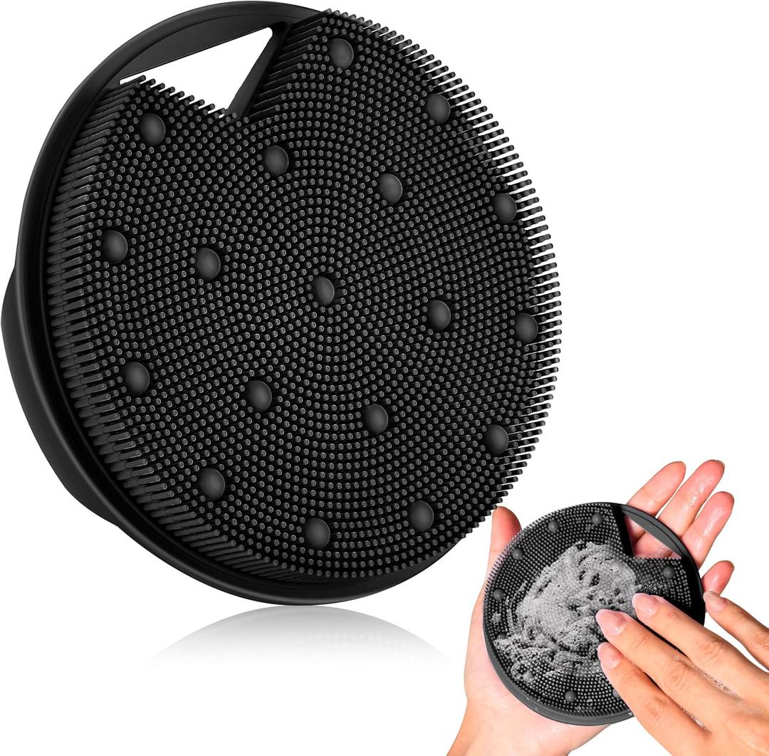 3 x Silicone Body Scrubber - Anti Zinc for Shower- Silicone Loofah with Stiff and Soft Bristles,Relieve the Body Fatigue,Lymphatic Drainage,Blood Circulation - Black