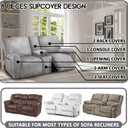 Reclining Love Seat with Middle Console Slipcover, 8-Piece Velvet Stretch Loveseat Reclining Sofa Covers, 2 seat Loveseat Recliner Cover, Thick, Soft, Washable, Loveseat Slipcovers (Light Grey)