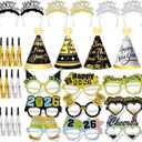 HOWAF 44pcs New Years Eve Party Supplies 2026, Happy New Years Decorations NYE Party Favors New Year Headband Glasses New Year Hats Fringed Noisemaker for New Year's Eve Party Decoration