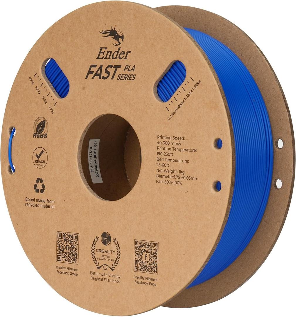 Creality Rapid PLA 3D Printer Filament, Blue, 1‑Pack, 1KG Total