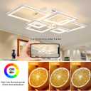 Shine LUEST Modern LED Ceiling Lights for Bedroom Dimmable Modern 6 Ring Square Ceiling Lights for Living Room with Remote Control White Bedroom Ceiling Lamp Fixtures for Kitchen, Bathroom, Balcony