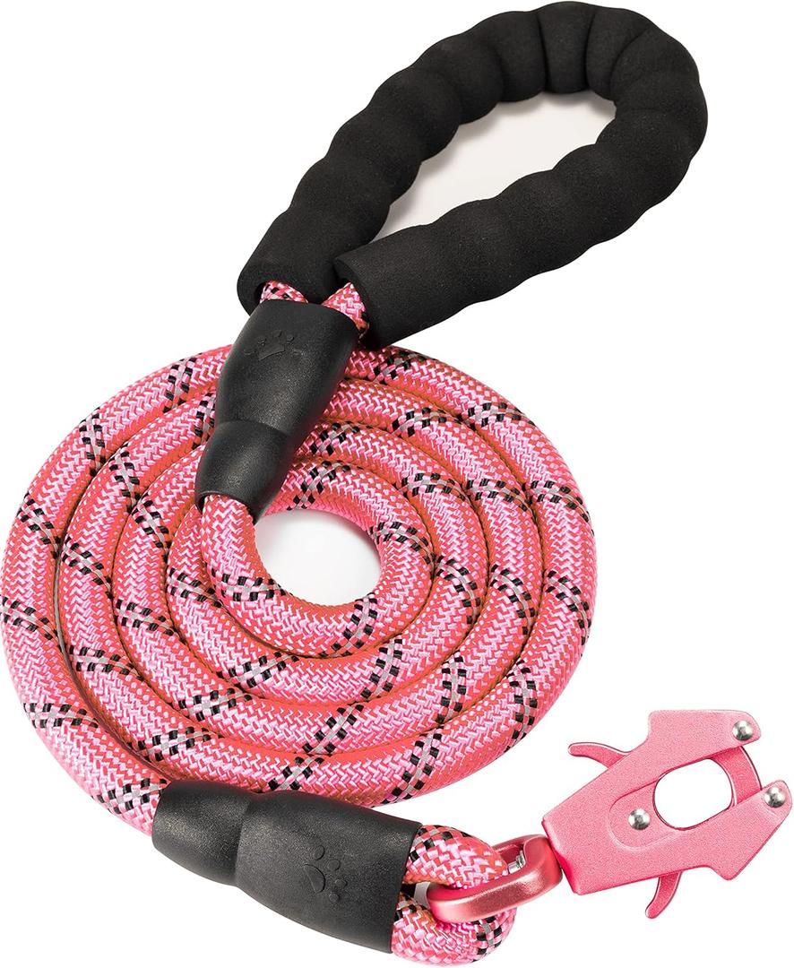 GEIT 2/4/5/6FT Dog Leash, Heavy Duty Rope Leashes, Reflective Nylon Pet Lead with Aluminum Quick Release/Locking Tactical Frog Clip for Small Medium and Large Dogs, Pink, 1/2 inch GEIT 2/4/5/6FT Dog Leash, Heavy Duty Rope Leashes, Reflective Nylon Pet Lead with Aluminum Quick Release/Locking Tactical Frog Clip for Small Medium and Large Dogs, Pink, 1/2 inch