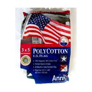 Annin US American Flag 3x5 FT Polycotton W/Grommets Made in U.S.A.-New