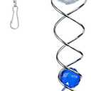 12 inch Gazing Ball Spiral Tail, Prefdo Stainless Steel Wind Spinner Stabilizer with 2 Glass Balls Prism and Hanging Swivel Hook for Outdoor Yard Garden Decoration(Royal Blue)