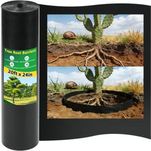 West Bay 20ft x 24in x 60mil Tree Root Barrier, Heavy-Duty Bamboo Root Barrier Weed Blocker for Landscape Tree Ring Edging Garden Borders Driveway and Sidewalk Protection Roads