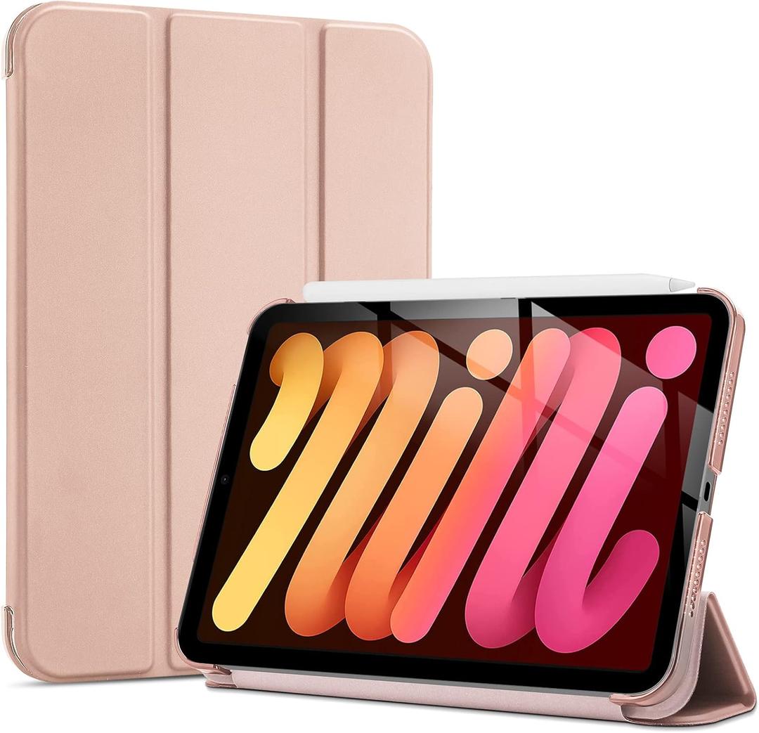 ProCase Smart Case for iPad mini 7 A17 Pro 2024/iPad Mini 6 2021 8.3 Inch iPad mini 7th/6th Gen Case, Hard Back Cover for iPad mini 8.3" 7th Gen A2995/A2996/A2993/6th Gen A2567 A2568 A2569 -Rosegold