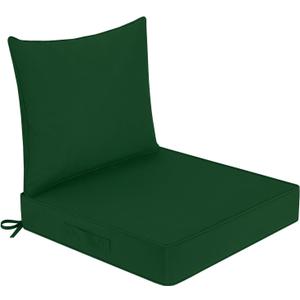 downluxe Outdoor Chair Cushions 24x24 with Removable Cover, Waterproof Patio Furniture Cushions, Deep Seat Cushions for Outdoor Furniture with Backrest for Sofa, Couch and Patio Chairs, Forest Green