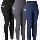 CHRLEISURE Leggings with Pockets for Women, High Waisted Tummy Control Workout Yoga Pants L