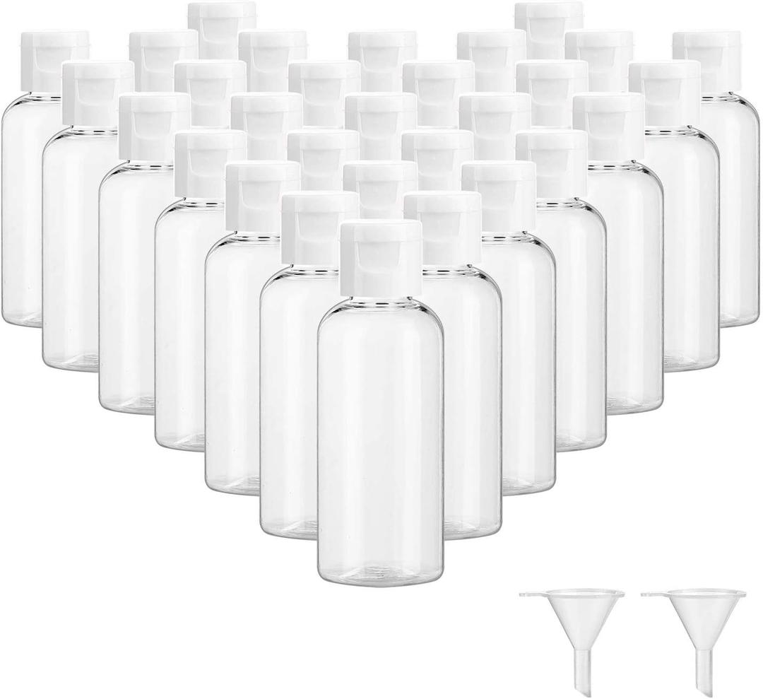 2 Pcs 2 oz Clear Plastic Empty Bottles with Flip Cap for Travel Size Liquids