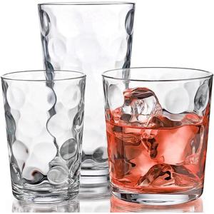 Home Essentials & Beyond Glassware Set 18 Piece Mixed Drinkware Set. 6 Highball Tumblers-17 oz., 6 Rock Whiskey-13 oz., and 6 Juice-7 oz. All Size Glass Cups Drinking Glasses