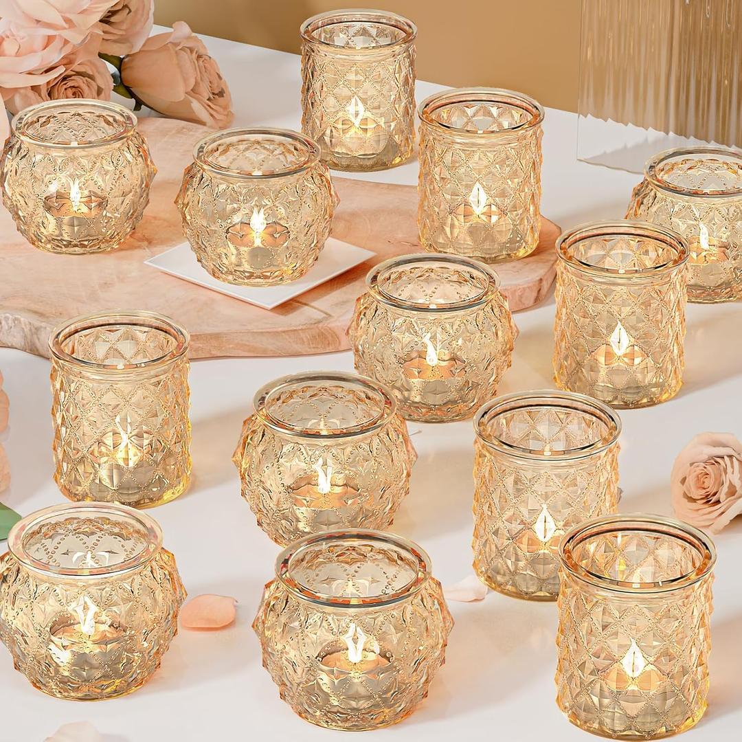 36pcs Gold Votive Candle Holders for Table Centerpiece, Glass Tea Light Candle Holder Set for Wedding Decor Home Party Decoration