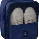 Travel Shoe Bag Waterproof Shoe Organizer Bag Holds 3 Pair of Shoes Shoe Packing Cube for Suitcase Travel and Daily Use Storage Pouch with Handle (Navy Blue)